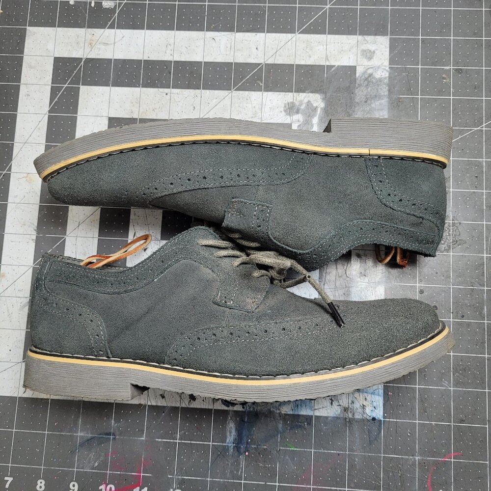 Alpine Swiss Suede Grey Wing Tip Dress Shoes Size 7 mens